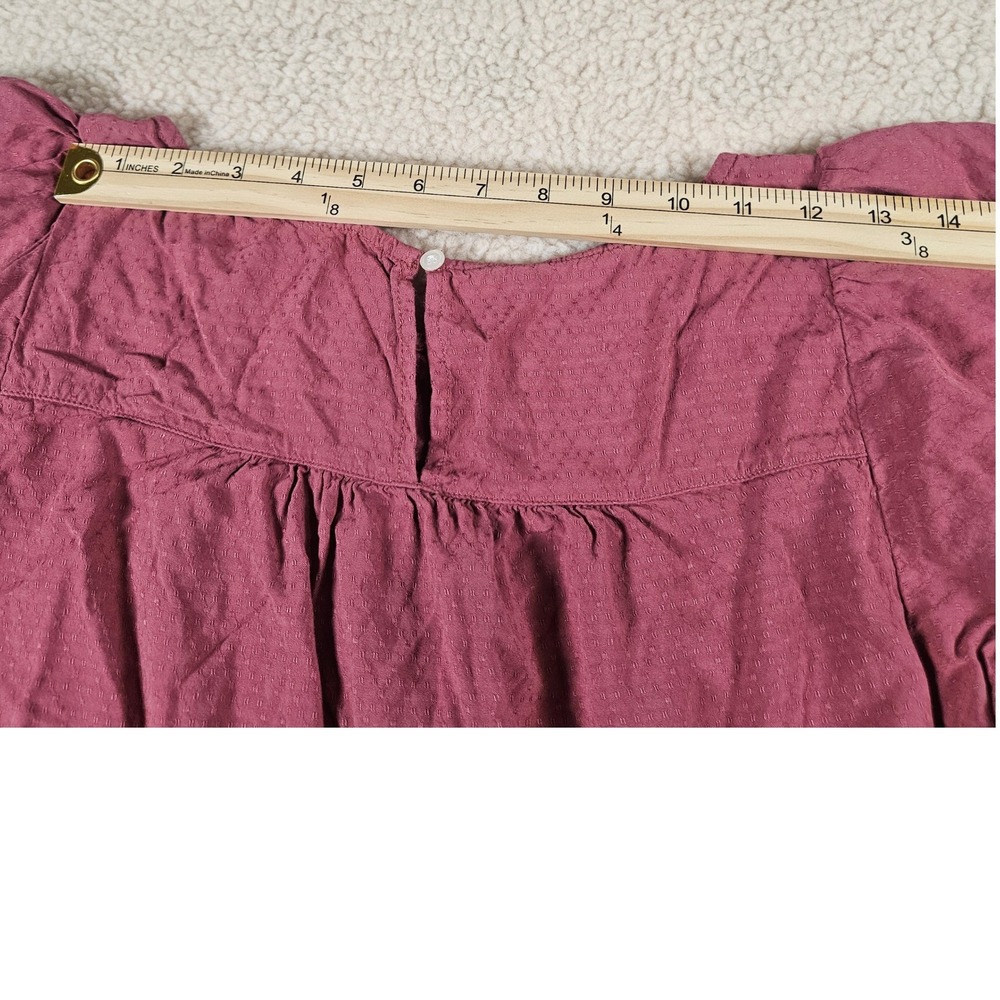 LOFT Blouse Womens XL Pink Flutter Sleeve Ladder Stitch Dobby Boho Chic Top - Picture 9 of 11